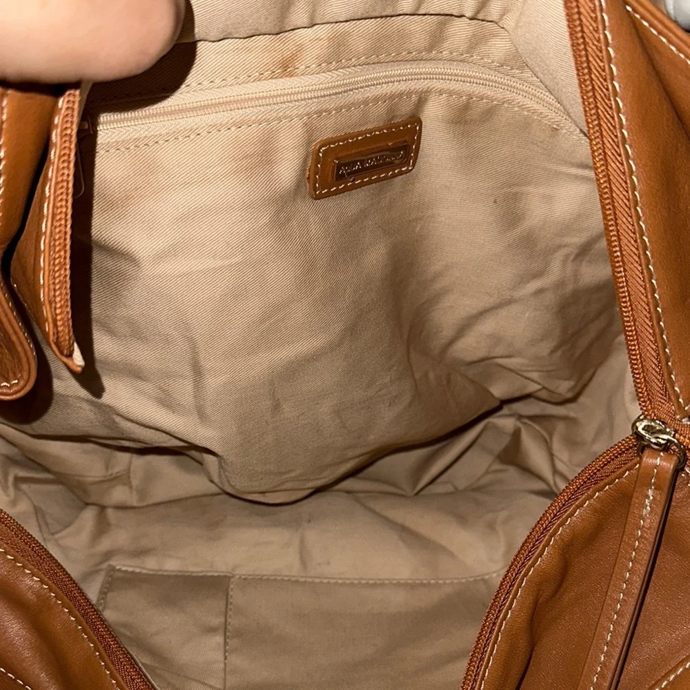Aqua Madonna Tan and Cream Hobo Bag